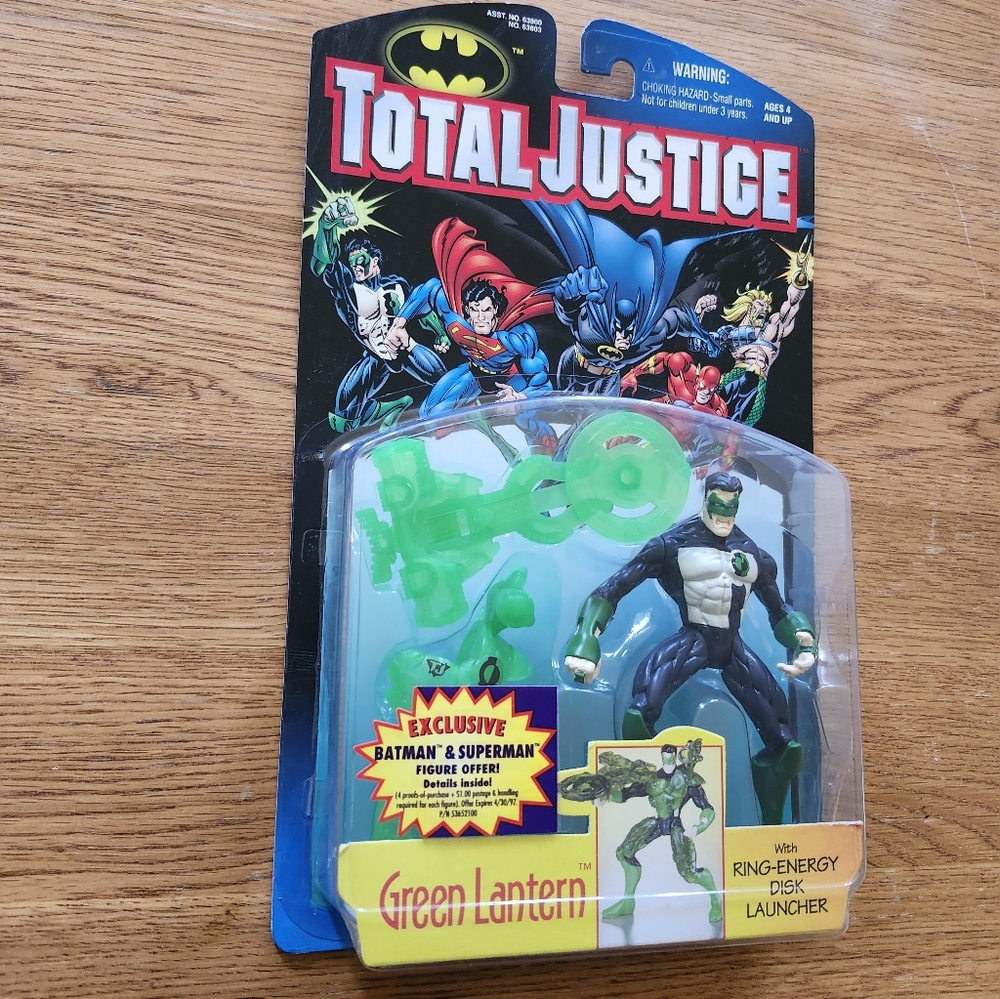 1997 Green Lantern Total Justice  Figure with Ring-Energy Launcher By Kenner - Picture 4 of 8